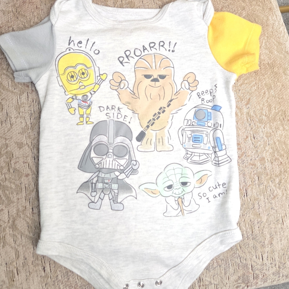 Star Wars Gray Bodysuit with Yellow Sleeve